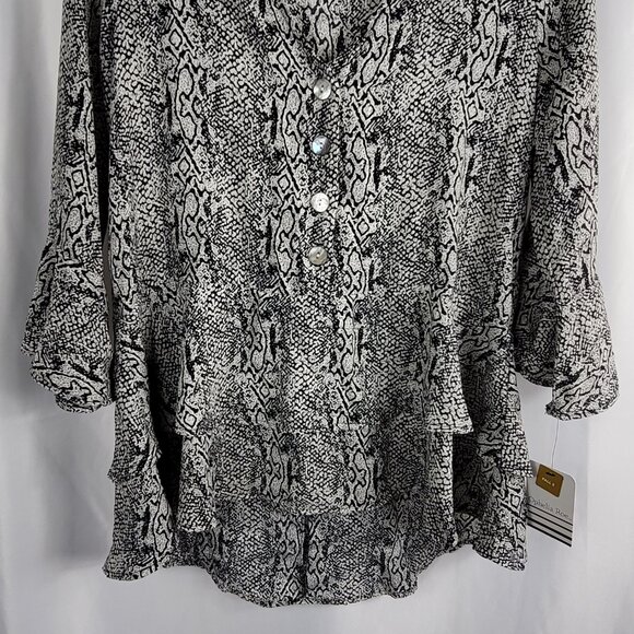 Ophelia Roe Black & Ivory Abstract Print Blouse Women's Size Small NEW - Picture 3 of 14